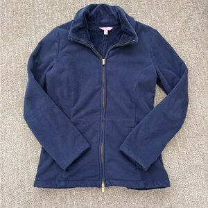 Lilly Pulitzer Navy Zip-Up Fleece Jacket
